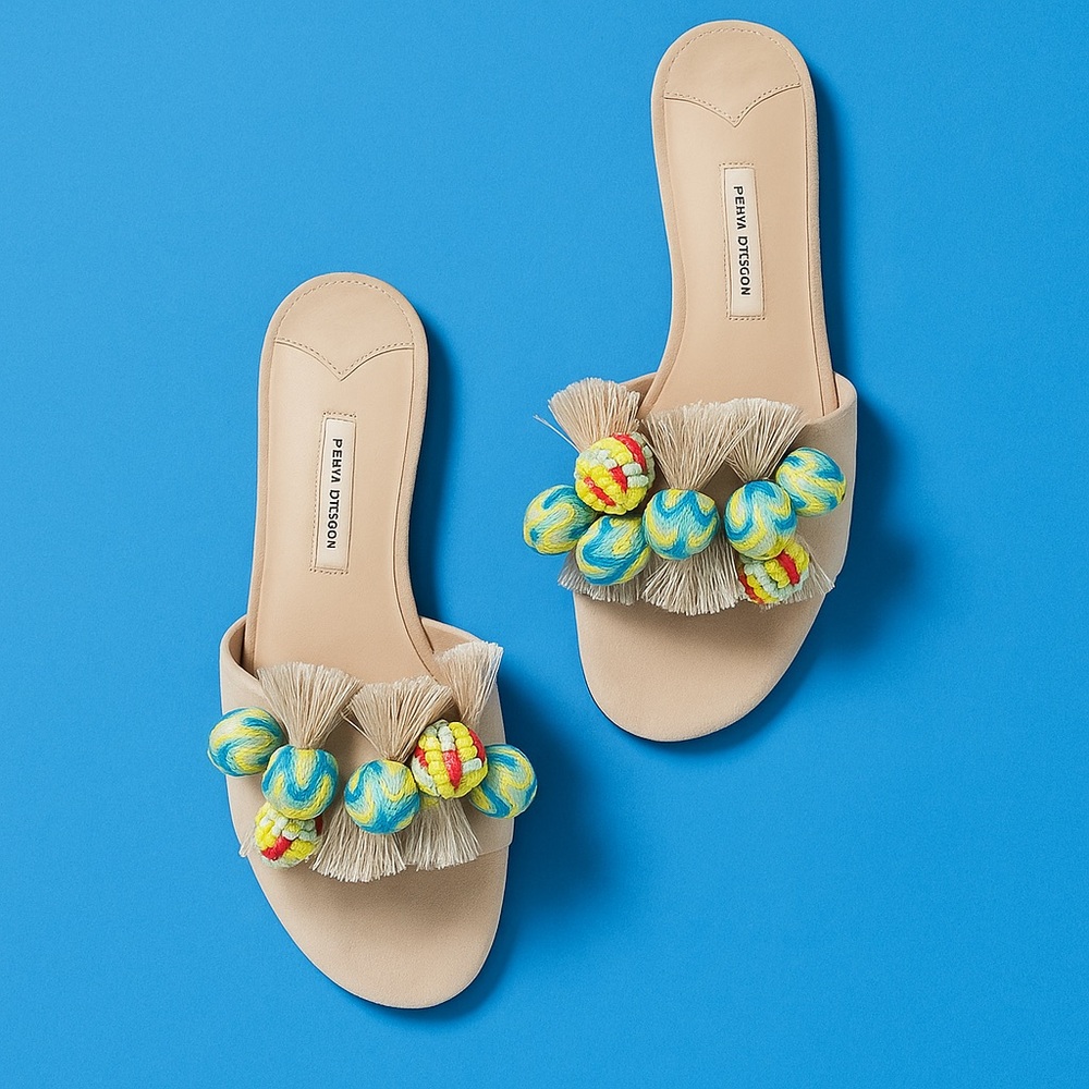 Anthropologie Fabio Rusconi Pom Slide Sandals 37